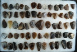 Group of approximately 51 mostly Knife River Flint thumb scrapers found in Emmons Co., ND