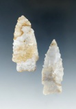 Pair of Heavy Duty points made from Flint Ridge Flint found in Knox Co., Ohio. Largest is 2 3/16
