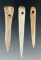 Set of three nice drilled bone needles or all found in Tennessee, largest is 3 1/8