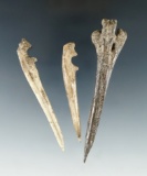 Set of three bird bone Awls, largest is 3 13/16