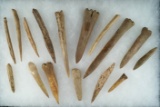 Large group of bone artifacts found at a site in Tennessee, largest is 4 3/4
