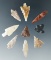 Group of nine assorted Columbia River Gempoints, largest is 1