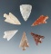 Set of 6 Columbia River arrowheads, largest is 1 1/16
