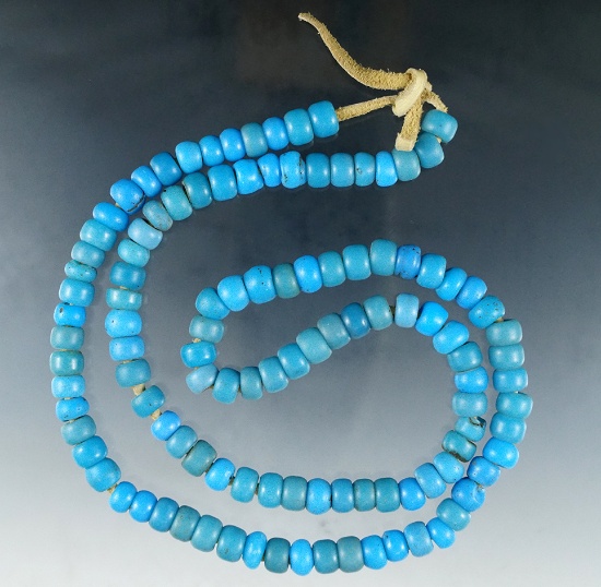 28" long strand of blue trade beads from the Antique American Indian Art show, Santa Fe NM.