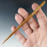 Excellent patina and nice polish on this Bone Needle that is 5 3/8