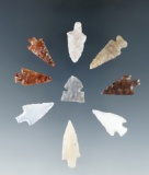 Set of nine the Columbia River Gempoints, largest is 3/4
