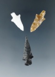 Set of three Dagger points found near the Columbia River, largest is 1 1/16