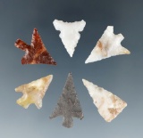 Set of six assorted Gempoints found near the Columbia River, largest is 7/8