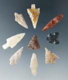 Group of nine assorted Columbia River Gempoints, largest is 1