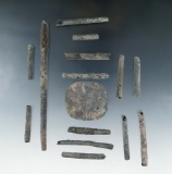 Group of copper tube beads with a drilled copper pendant found near the Columbia River.