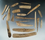 20 pieces of worked bone found near the Columbia River from the Dewey Schmid collection.