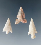 Set of three nice Columbia River Gempoints, largest is 13/16