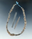 Strand of small, thin, drilled stone beads and 2 stone bangles found by O.A.S. member Leon Wiley.