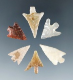 Set of six very nice Columbia River Gempoints, largest is 1 1/16