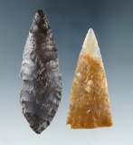 Pair of flaked artifacts including a small triangular knife and a Cascade point found in Washington.