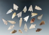 Group of 21 Columbia River Gempoints, a few are damaged, largest is 1 1/16