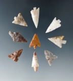 Set of nine Columbia River Gempoints, largest is 7/8