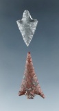 Pair of nicely styled Columbia River arrowheads, largest is 1