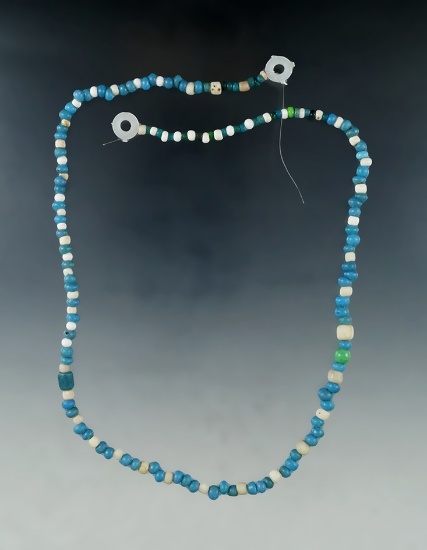 18 inch long strand of blue-and-white and green trade beads  - Wahkiakum Co., Washington.