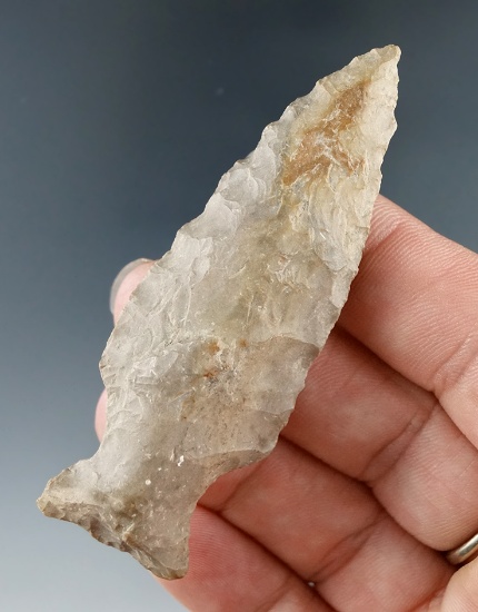 2 3/4" Fishspear made from Delaware chert found in Erie Co., Ohio.