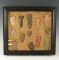 Old framed group of 13 assorted arrowheads found in Ohio.