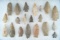 Set of 20 Ohio arrowheads, largest is 2 7/8