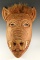 Nicely styled wood wild boar mask with copper eyesockets and curved bone tusks. Nice display item!