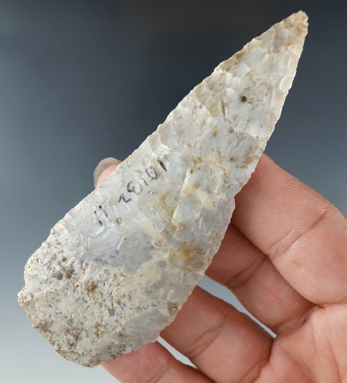 3 3/4" Flint Ridge Beveled Knife found in Ohio. Ex. Jason Hanna collection. Bennett COA.