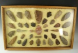 Framed display of Ohio arrowheads found in Medina and Summit Co., Ohio.