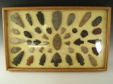 Framed display of Ohio arrowheads found in Medina and Summit Co., Ohio.