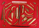 Very nice set of assorted bone artifacts collected from a site in Jackson Co., Alabama.