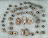 Nice group of pre-Columbian drilled beads and Pendant.