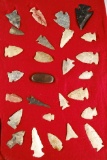 Nice group of assorted Ohio arrowheads, three of which are restored.