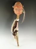Traditional style Southwest Indian  Rattle, possibly Fox and attached medicine tie. Overall length 2
