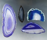 Beautiful set of four slabs of polished agate, largest is 4 5/8
