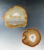 Pair of beautiful cut agate slabs, largest is 3 5/8