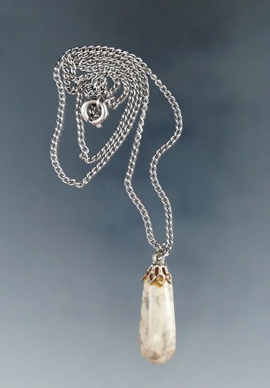 Nicely crafted polished Flint Ridge Flint gemstone necklace.