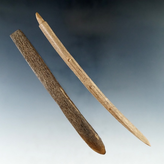 Pair of Alaskan bone artifacts, largest is 7 1/16".