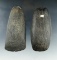 Pair of Celts found in Ohio, one is Slate and the other Hardstone.  Largest is 4 5/8