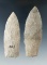 Pair of Paleo Stemmed Lanceolates found in Ohio.  Largest is 3 9/16