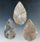 Set of 3 Flint Ridge Flint Blades found in Ohio, largest is 3 1/16