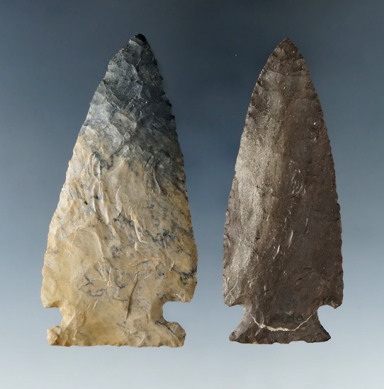 Pair of Archaic Points that are nicely made and found in Ohio.  Largest is 2 7/8".