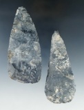 Pair of Coshocton Flint Blades found in Ohio.  Largest is 4