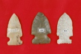 Group of 3 Sidenotch Points all found in Miami Co., Ohio.  Largest is 2 1/16