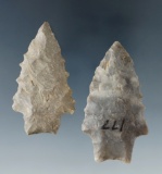 Pair of Kirk Stemmed Points found in Ohio.  Largest is 2 5/16