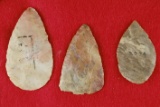 Set of 3 colorful Flint Ridge Blades found in Ohio.  Largest is 2 15/16