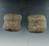 Pair of 3/4 Groove Hardstone Hammerstones found in Ohio.  Largest is 2 3/8