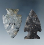 Nice pair of Coshocton Flint Sidenotch Points found in Ohio.  Both are 1 15/16