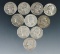 10 Assorted Washington Silver Quarters 1964 or Before VG-AU