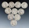 10 Assorted Washington Silver Quarters 1964 or Before G-AU